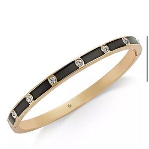 Kate Spade Black and Gold crystal enamel hinged bracelet